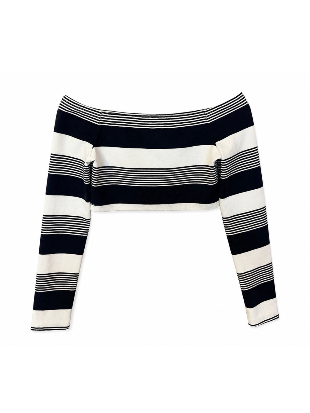 Tobi Black and White Striped Cropped Top